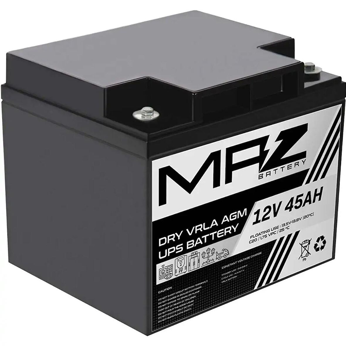 MAZ Akü 12 Volt 45 Amper Kuru AGM VRLA UPS Akü 12V 45AH Yeni Ürün