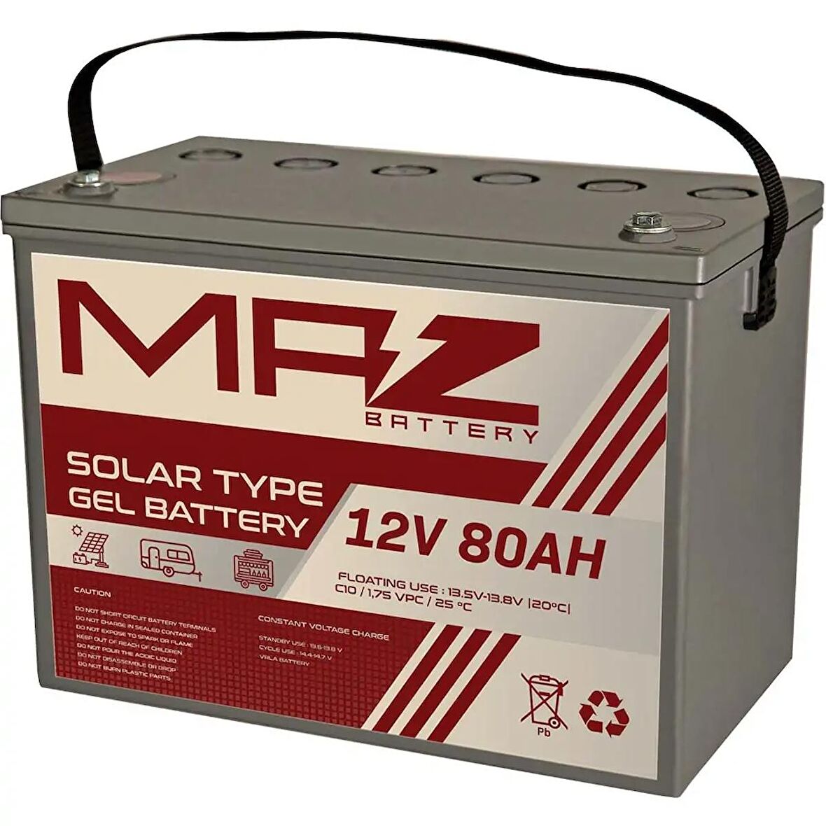 MAZ Akü 12 Volt 80 Amper Solar Jel VRLA Akü 12V 80AH Yeni Ürün