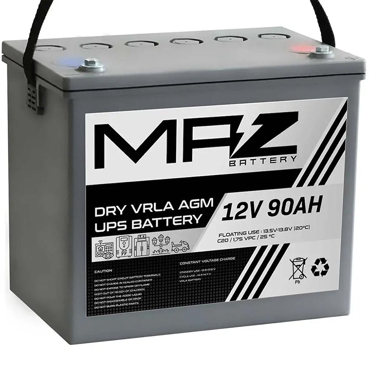 MAZ Akü 12 Volt 90 Amper Kuru AGM VRLA UPS Akü 12V 90AH Yeni Ürün