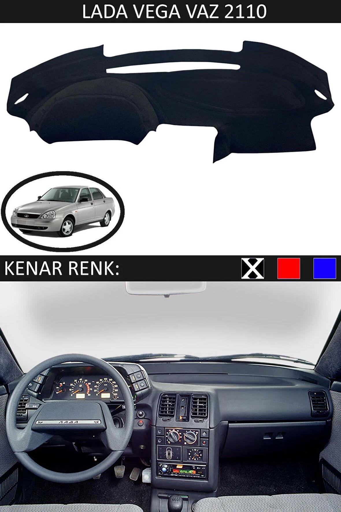 Mazda 3 2003-2008 İçin Uygun Torpido Koruma Halısı Siyah Kenar Renk Siyah