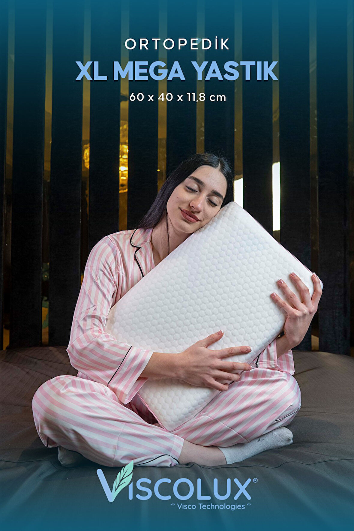 Mega Boy Ortopedik Yastık - Boyun Destekli Visco Yastık Yeşil 60x40x11/8