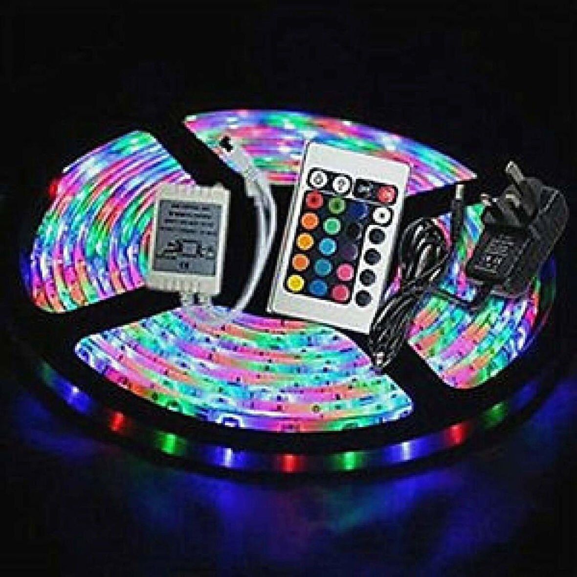 Şerit Led Renkli Rgb Tek Çipli İç Mekan 5 Metre Set