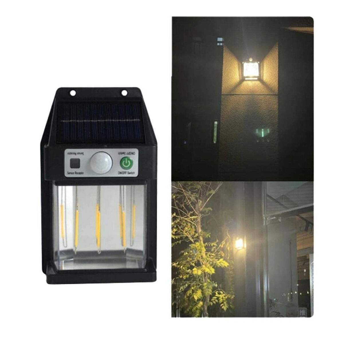 Solar Hareket Sensörlü Kamp Feneri Bahçe Aydınlatma Aplik