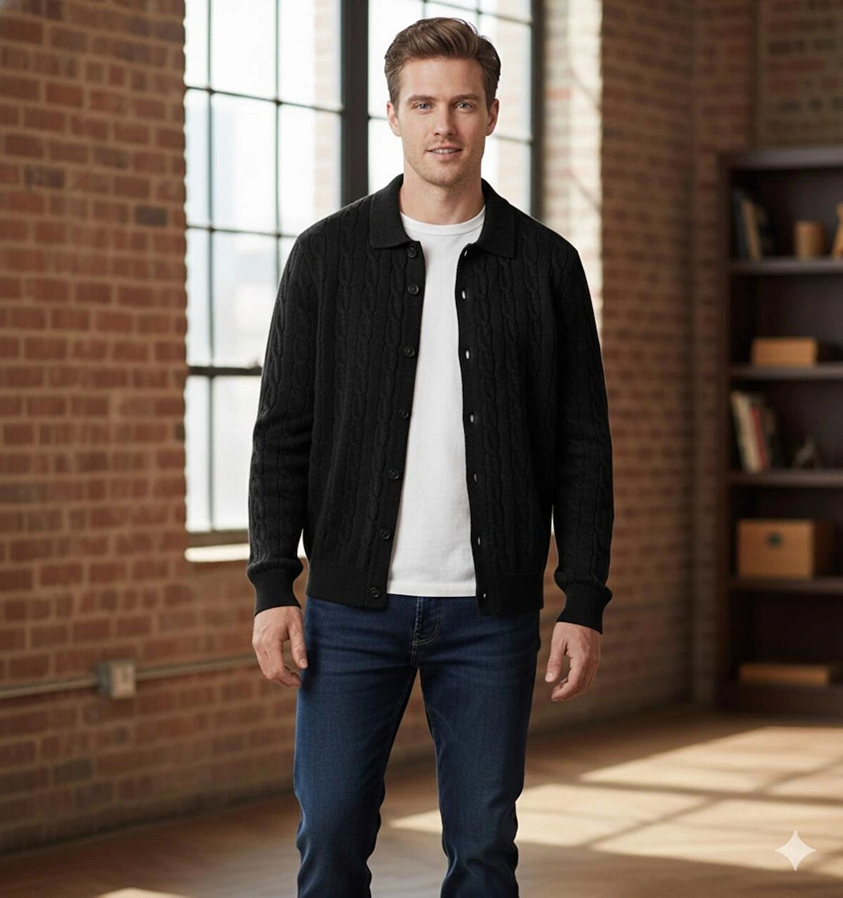 ERKEK-POLO YAKA-SAÇ ÖRGÜLÜ-TRİKO-HIRKA