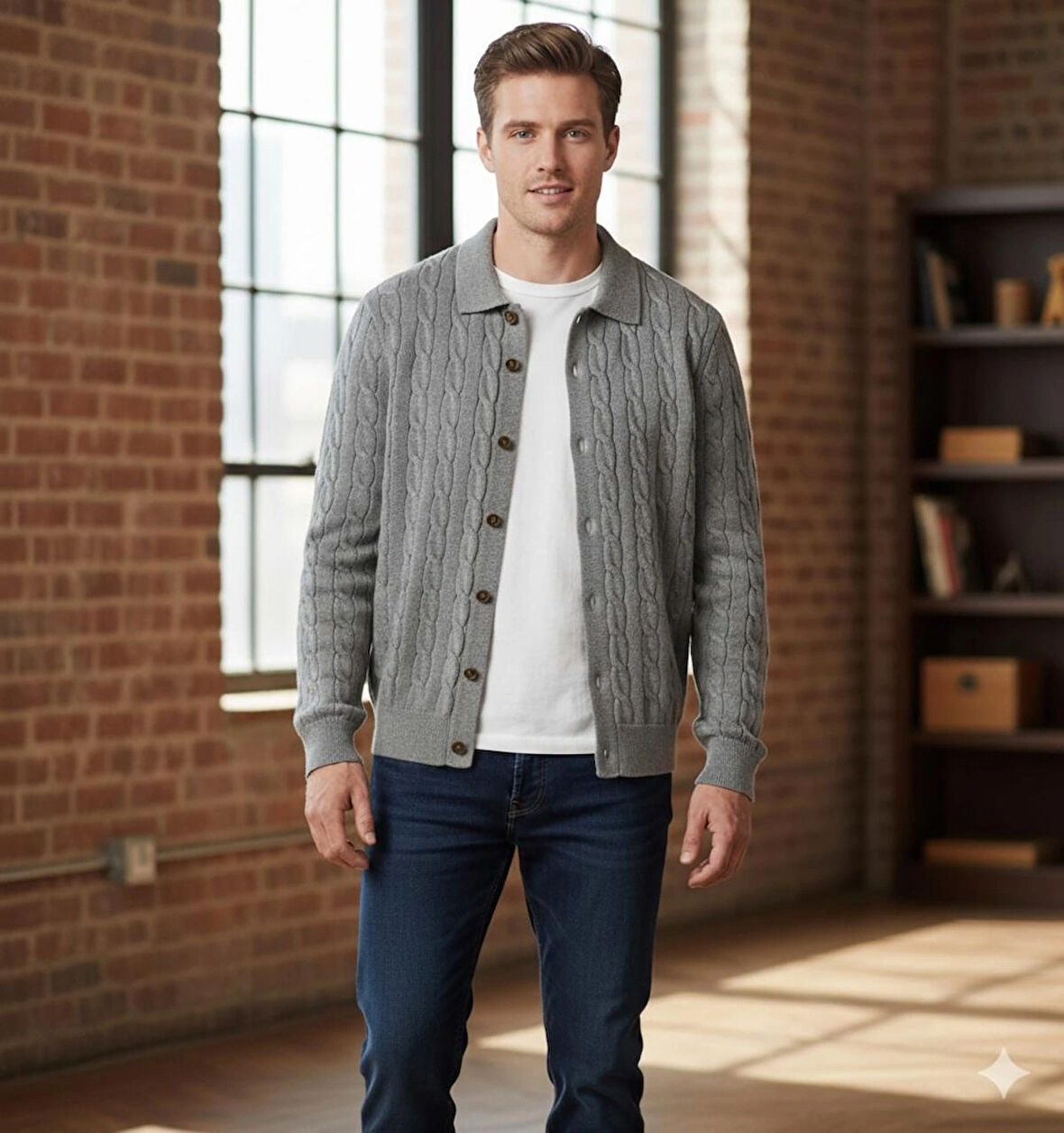 ERKEK-POLO YAKA-SAÇ ÖRGÜLÜ-TRİKO-HIRKA