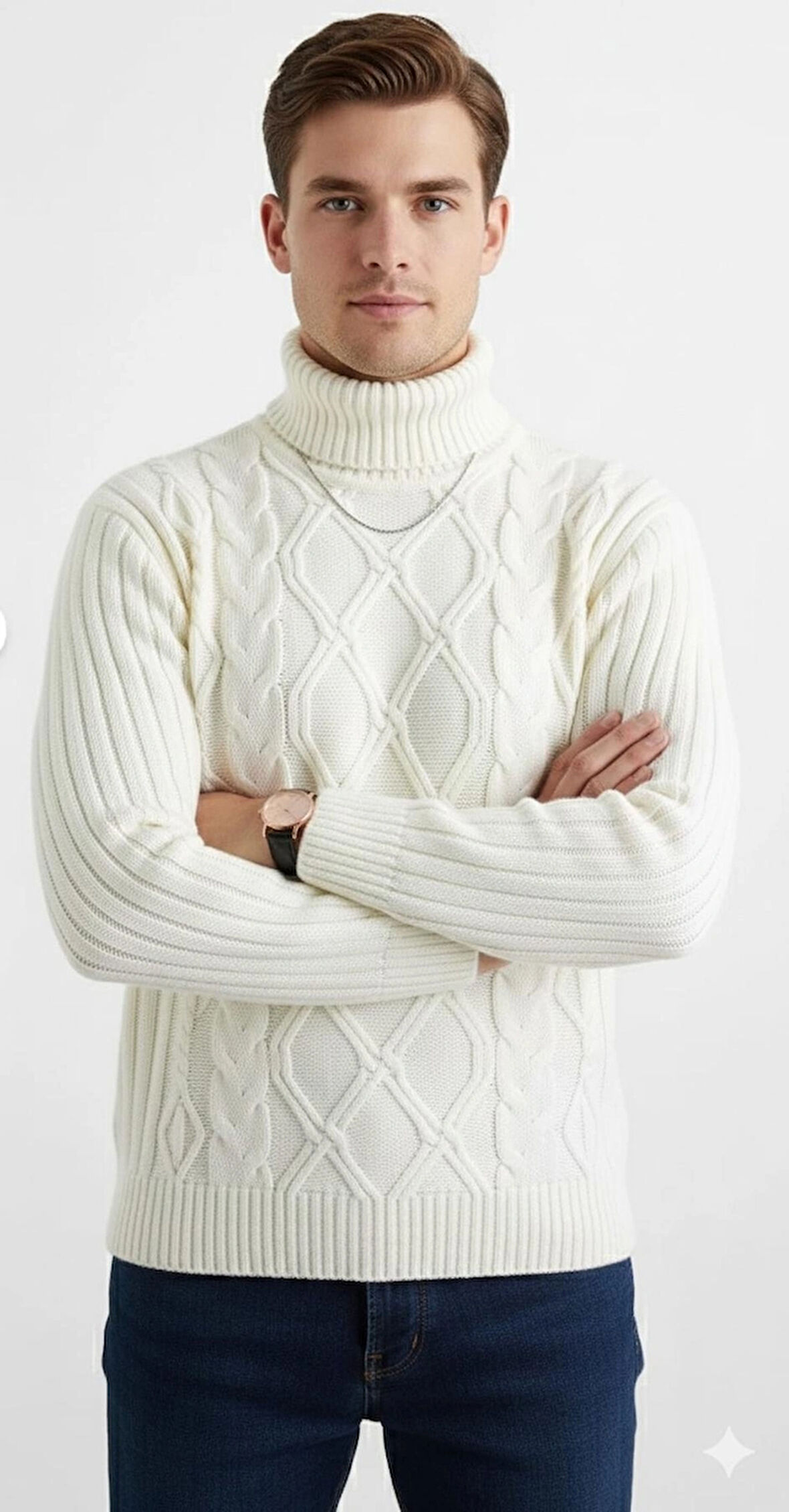 ERKEK-BOGAZLI TRİKO-SAÇ ÖRGÜLÜ-KAZAK