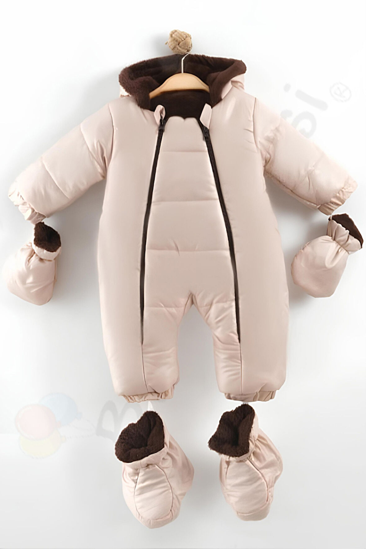 YENİ Patikli İçi Peluş Eldivenli Kapüşonlu Çocuk Kar Kışlık Erkek Bebek Astronot Tulum Kozmonot Mont