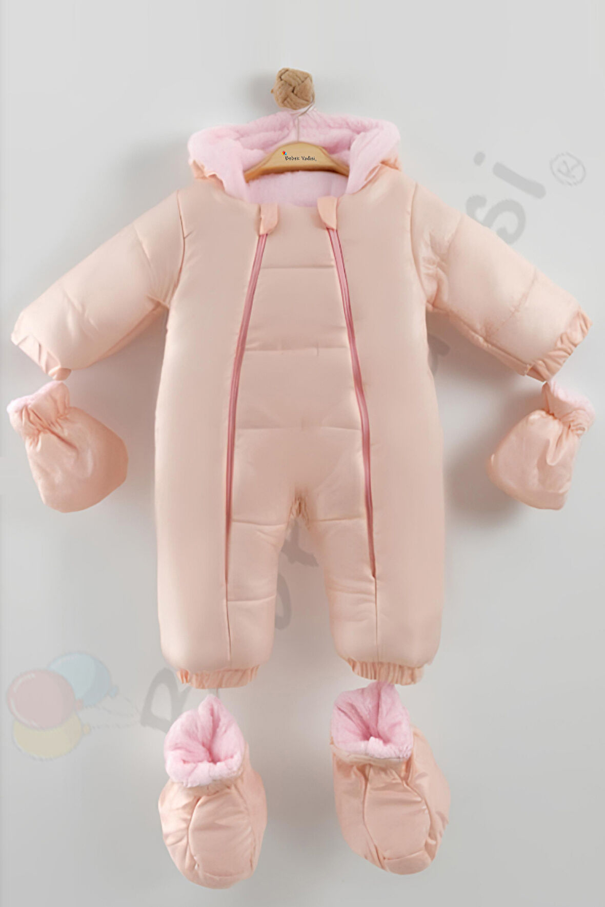 YENİ Patikli İçi Peluş Eldivenli Kapüşonlu Çocuk Kar Kışlık Kız Bebek Astronot Tulum Kozmonot Mont