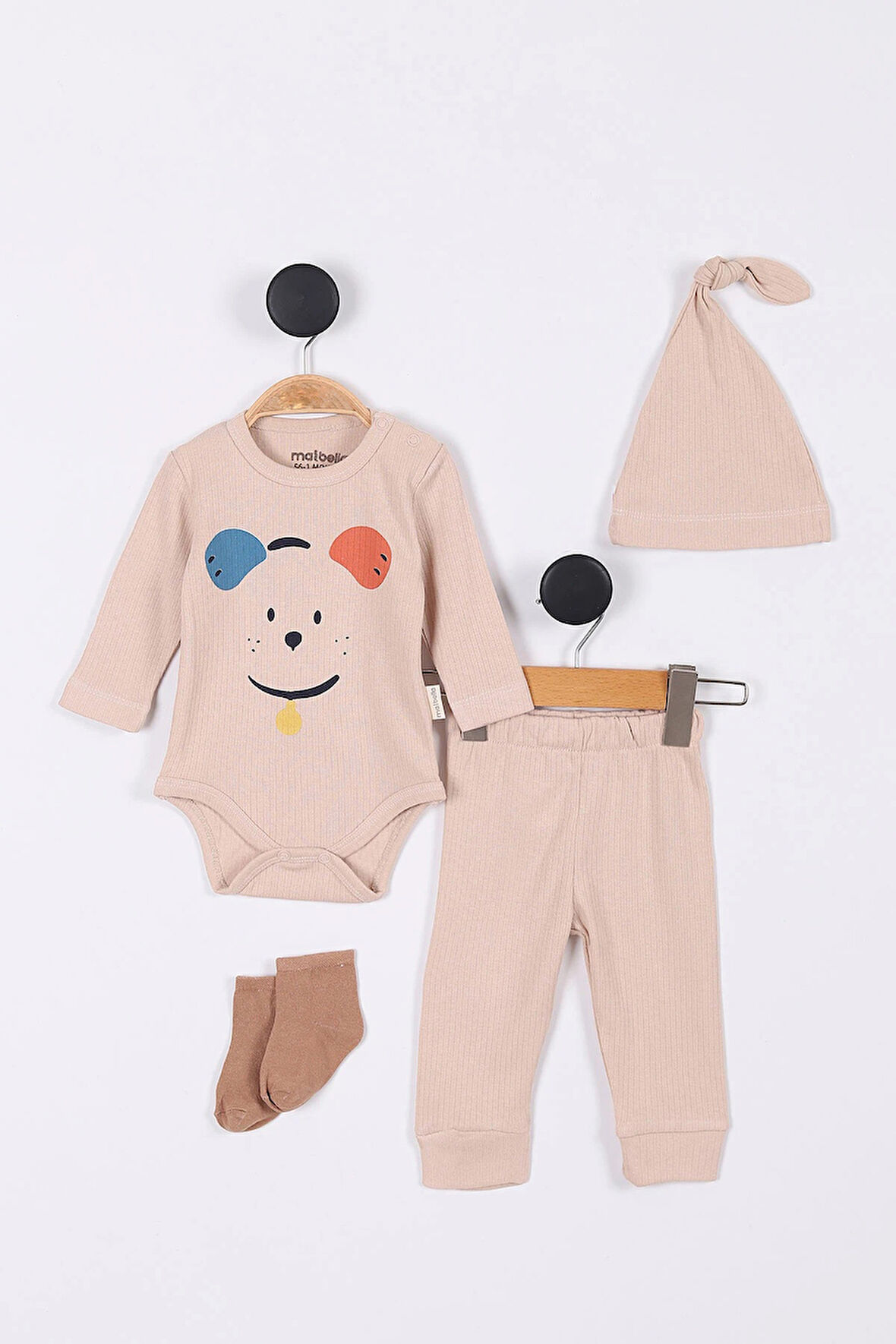 Animal Desenli Müslin Erkek Bebek Hastane Çıkışı Bebek Kıyafetleri Yenidoğan Hastane Çıkış Seti 4 lü