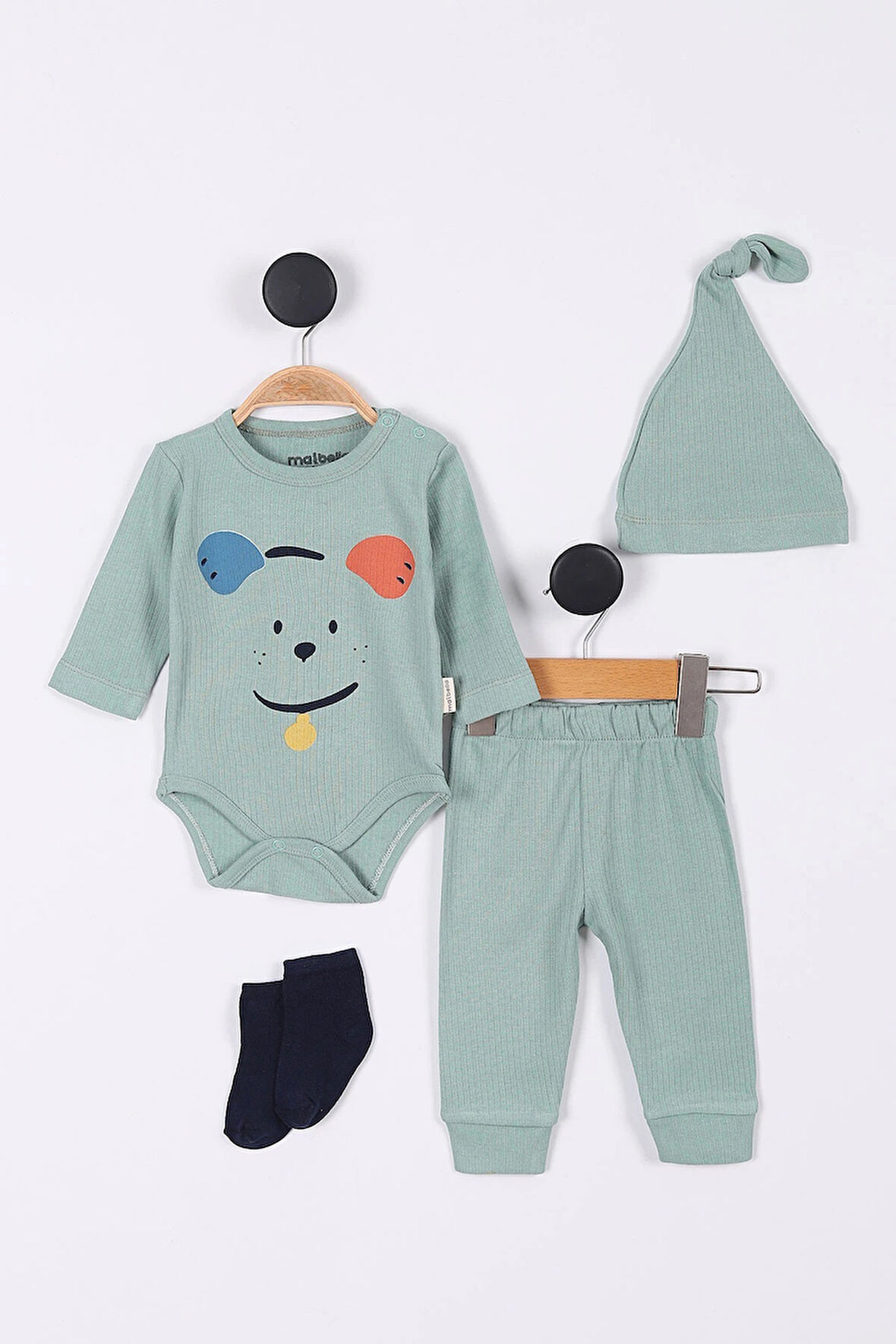 Animal Desenli Müslin Erkek Bebek Hastane Çıkışı Bebek Kıyafetleri Yenidoğan Hastane Çıkış Seti 4 lü