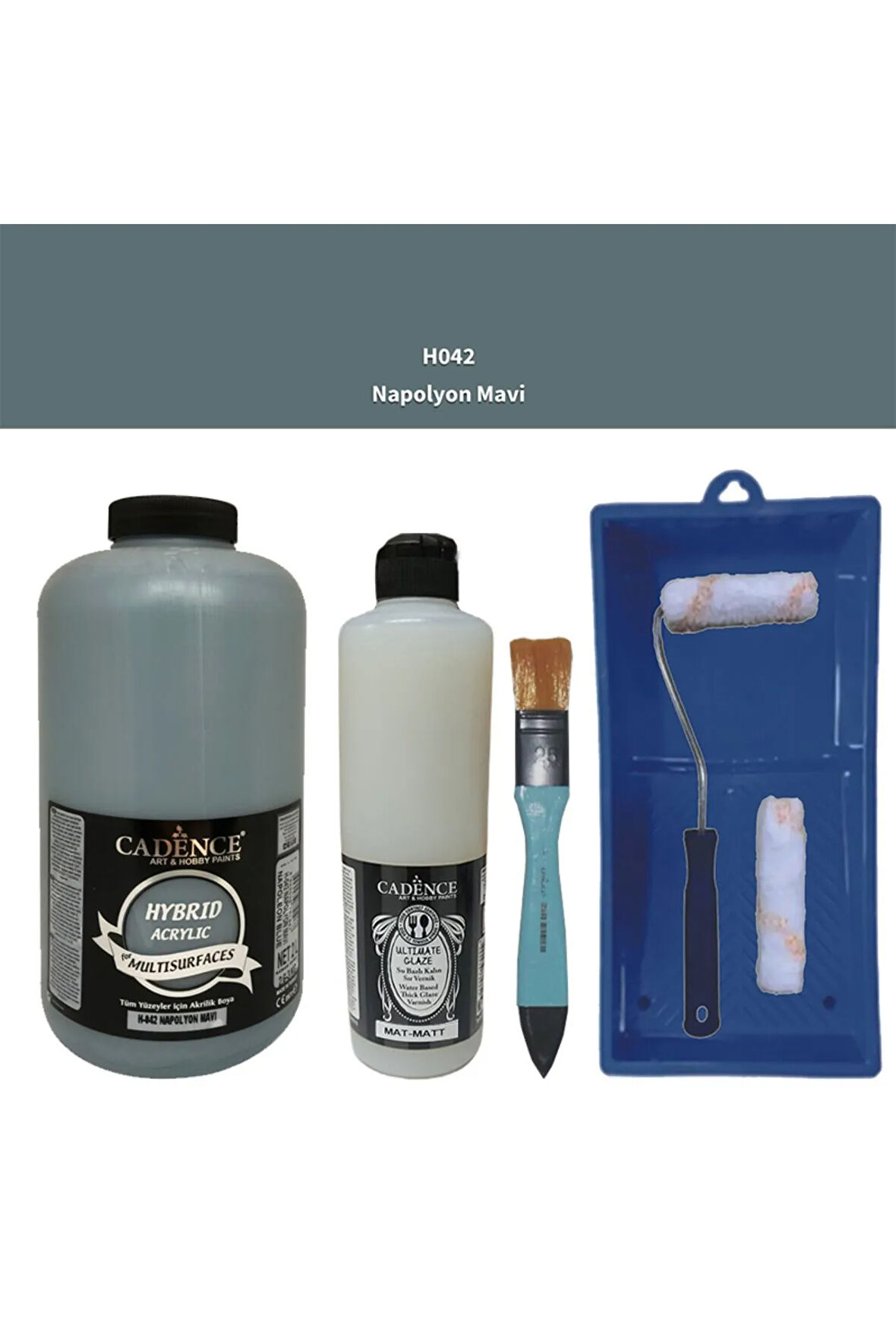 Mobilya Boyası-Cadence Multisurface H-042 NapolyonMavi 2000Ml Ultimate Vernik Mat 500Ml SatenRuloSet