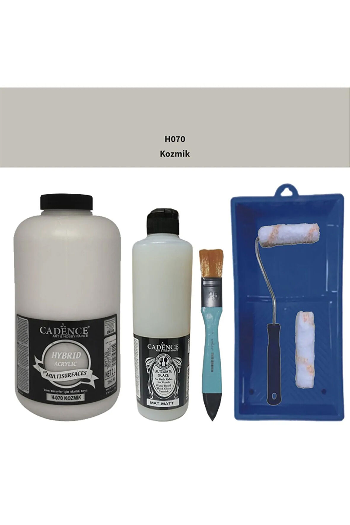 Mobilya Boyası-Cadence Multisurface H-070 Kozmik 2000Ml Ultimate Vernik Mat 500Ml Saten Rulo Set