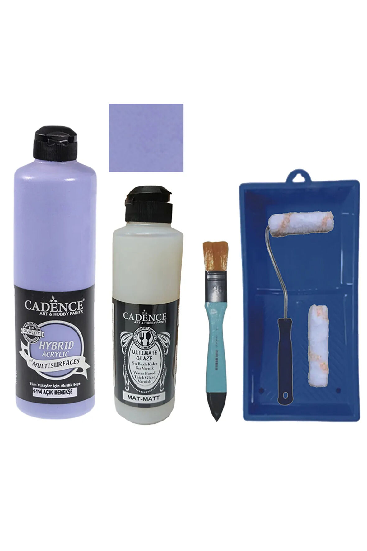 Mobilya Boyası-Cadence Multisurface H-114 Açık Menekşe 500Ml Ultimate Vernik Mat 250Ml SatenRuloSet