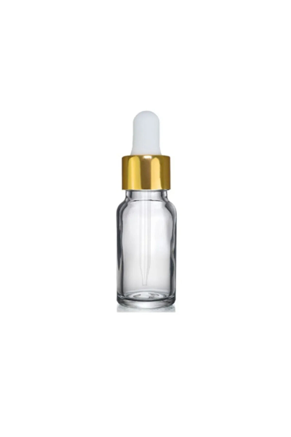10 Ml Altın Başlıklı Damlalıklı Şeffaf Cam Şişe 5 Adet