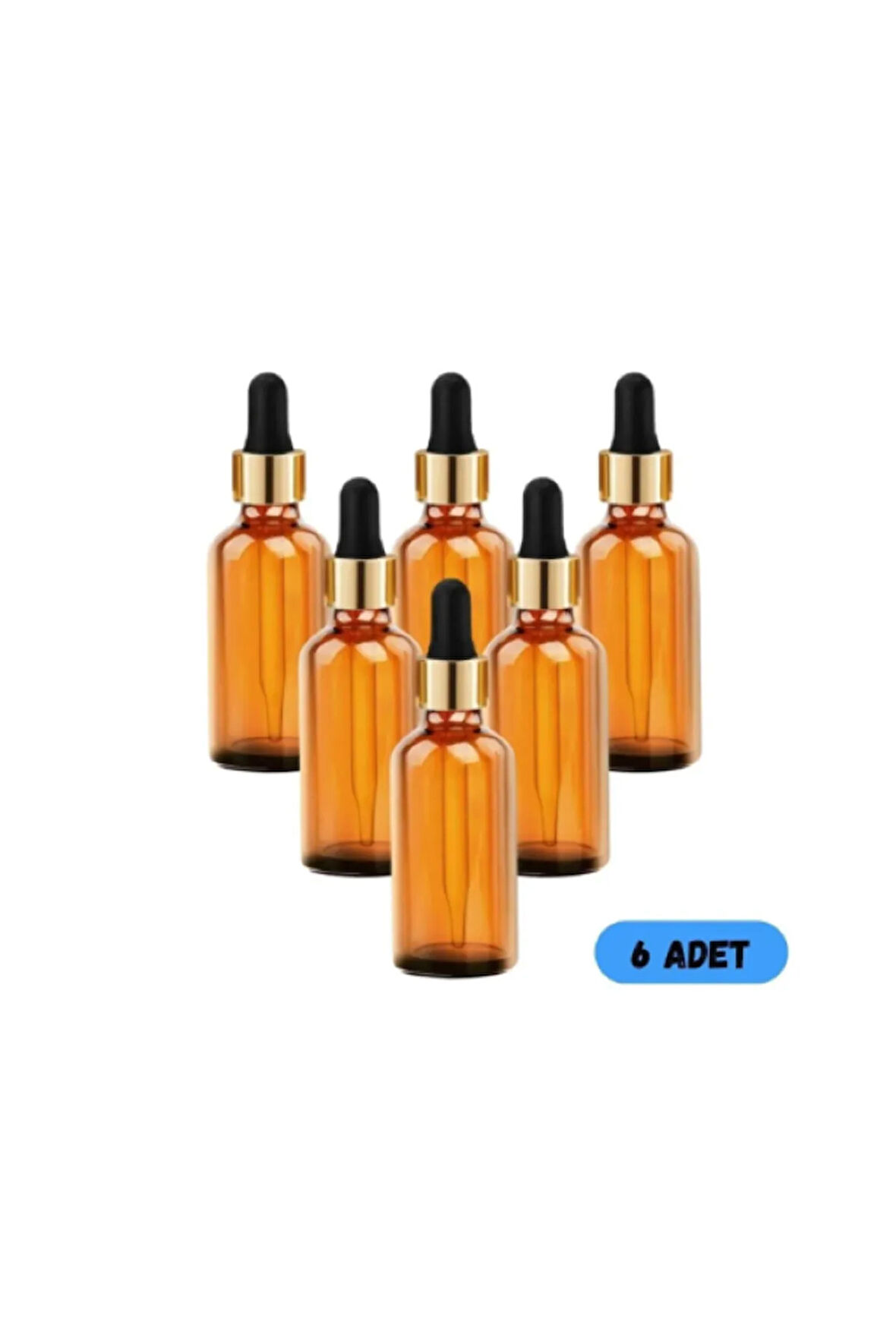 50 cc Cam Damlalıklı Amber Şişe 6 Adet