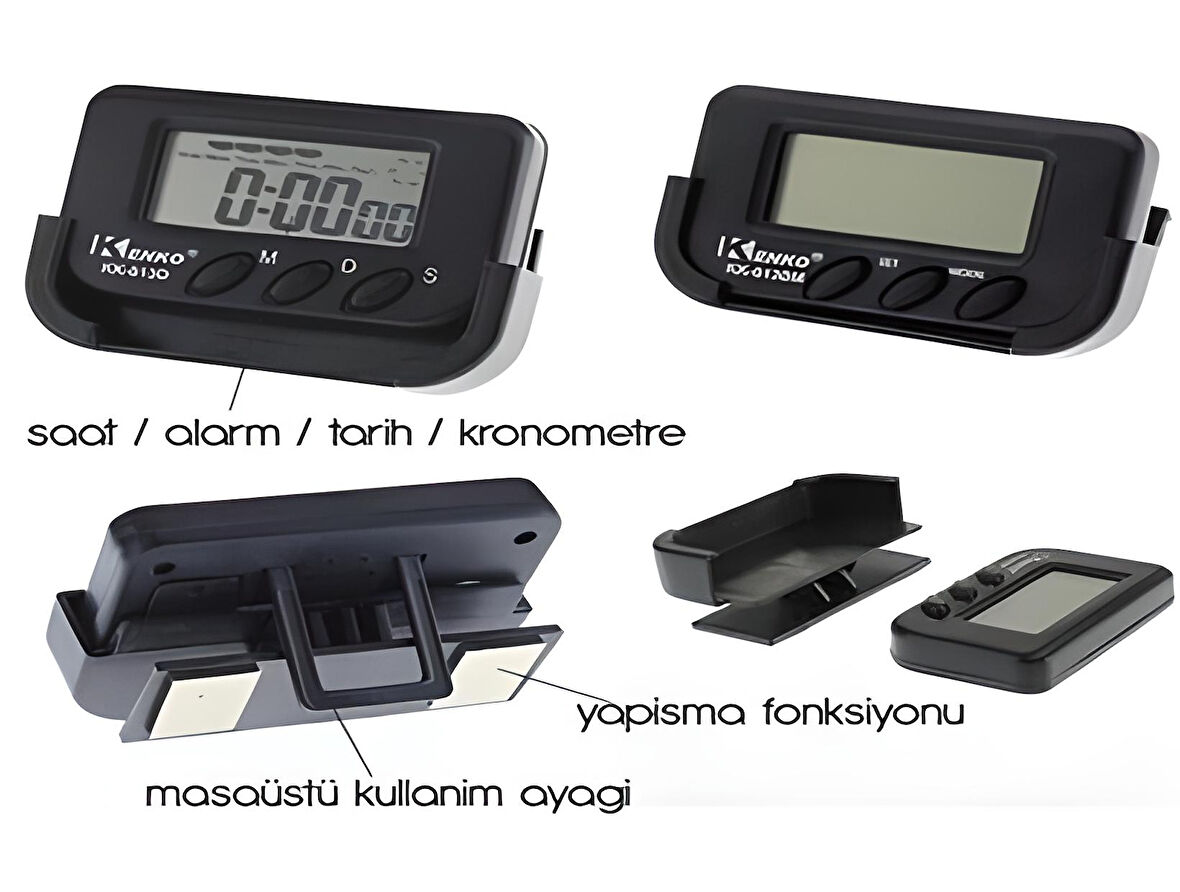 Ev ve Araç Tipi Dijital Saat Kronometreli Alarmlı Pilli Saat