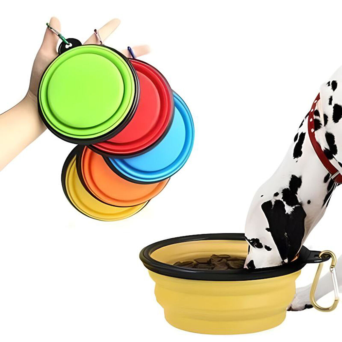 Katlanabilir Kedi Köpek Mama ve Su Kabı Köpek Oyuncağı (Mavi)