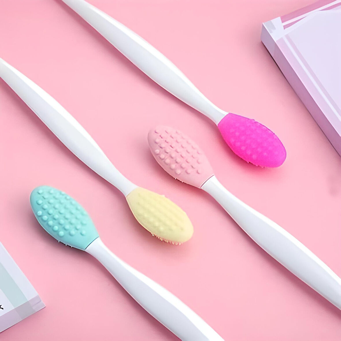 2 Adet Dudak Fırçası Peeling Etkili Gözenek Siyah Nokta Temizleyici Akne Giderici Çift Yönlü Fırça