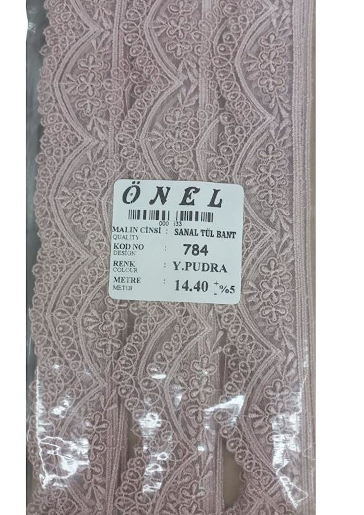 Dantel Polyester Sanal Tül Bant Y.Pudra 14,40 Metre En 3 cm ON-784-PU