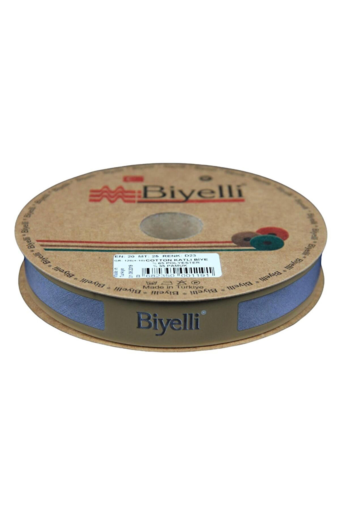 Biye Koton Katlı D23 Koyu Gri 2 cm 25 Metre %65 Koton %35 Polyester