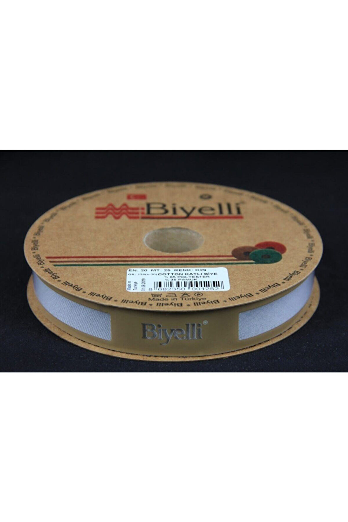 Biye Koton Katlı D29 Gri 2 cm 25 Metre %65 Koton %35 Polyester