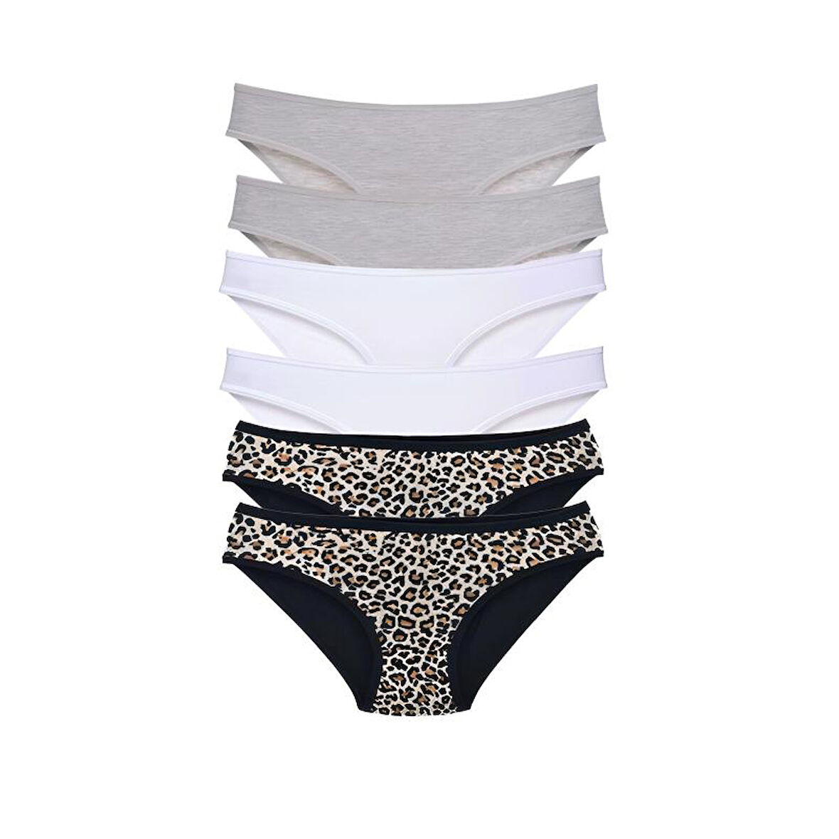 6 Adet Likralı Kadın Slip Külot Leopar Sarı Mavi