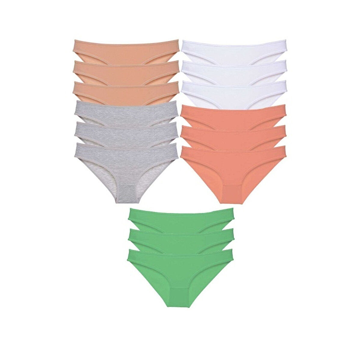 15 adet Süper Eko Set Likralı Kadın Slip Külot Ten Gri Beyaz Pudra Yeşil