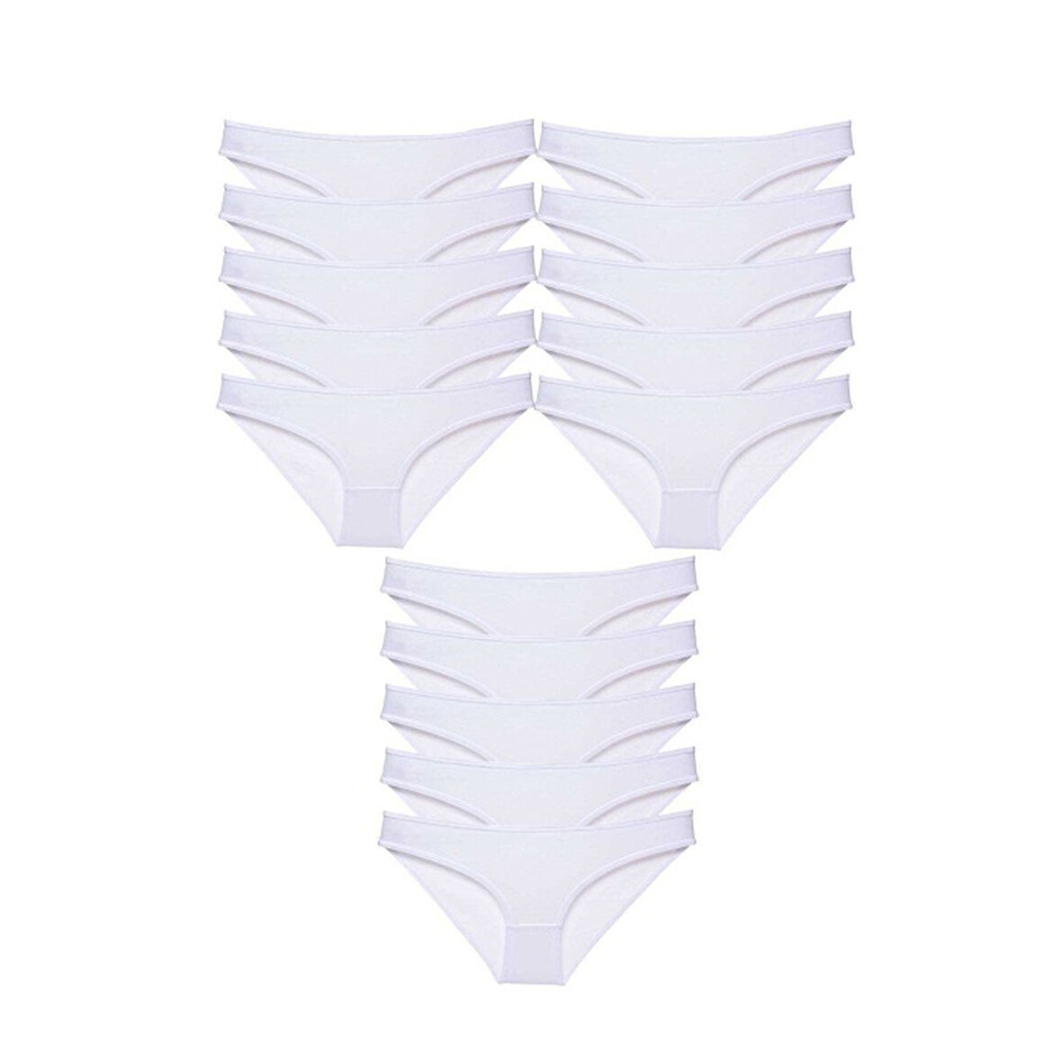 15 adet Süper Eko Set Likralı Kadın Slip Külot Beyaz