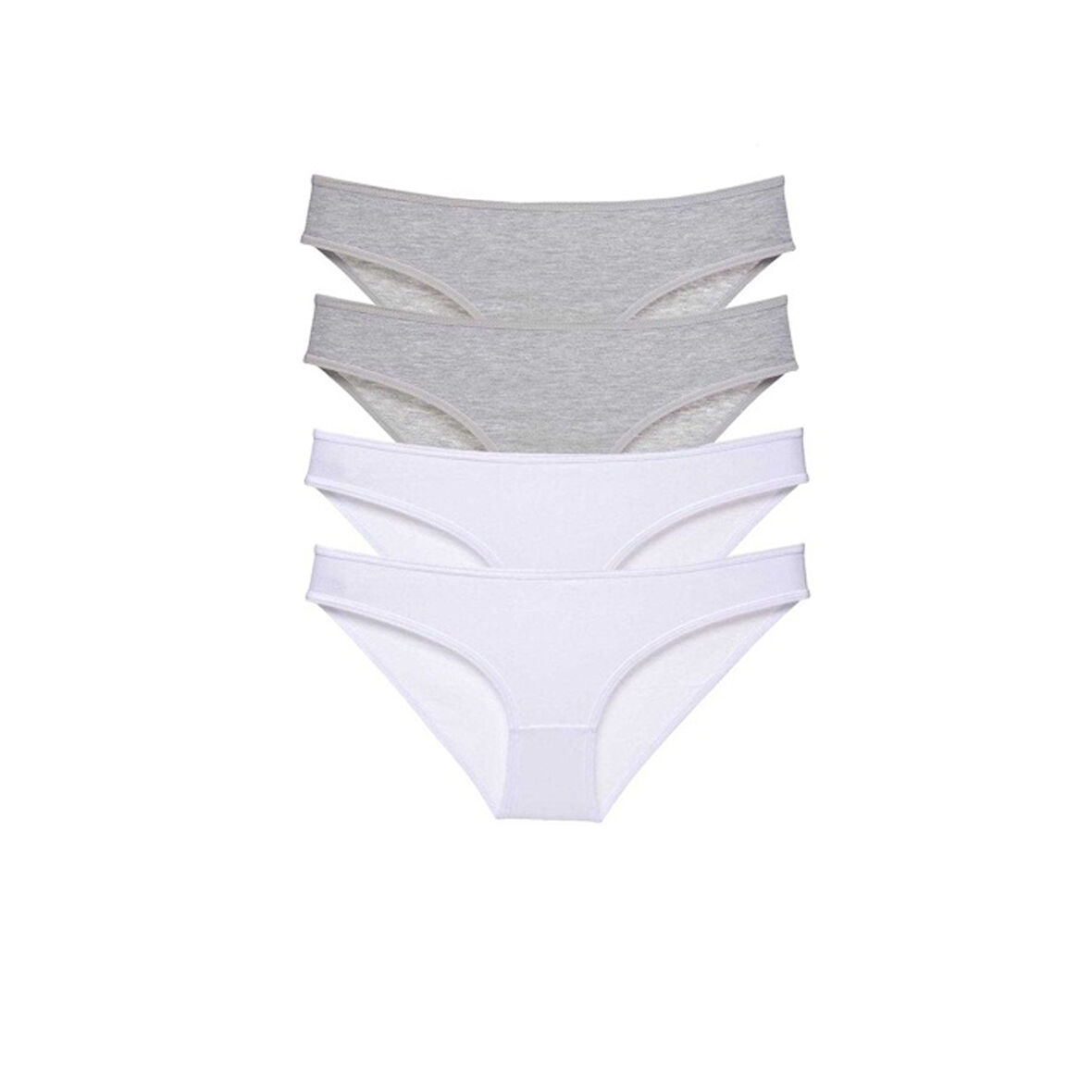4 adet Süper Eko Set Likralı Kadın Slip Külot Gri Beyaz