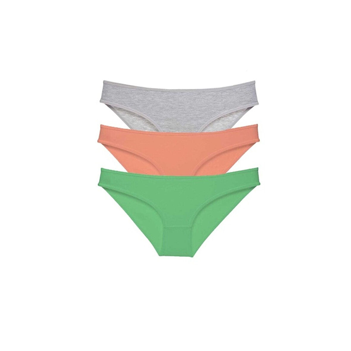 3 Adet Süper Eko Set Likralı Kadın Slip Külot Gri Pudra Yeşil