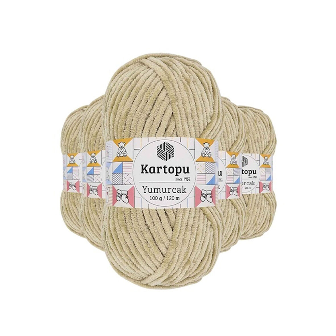 5 Adet Yumurcak Kadife El Örgü İpi Bej K856