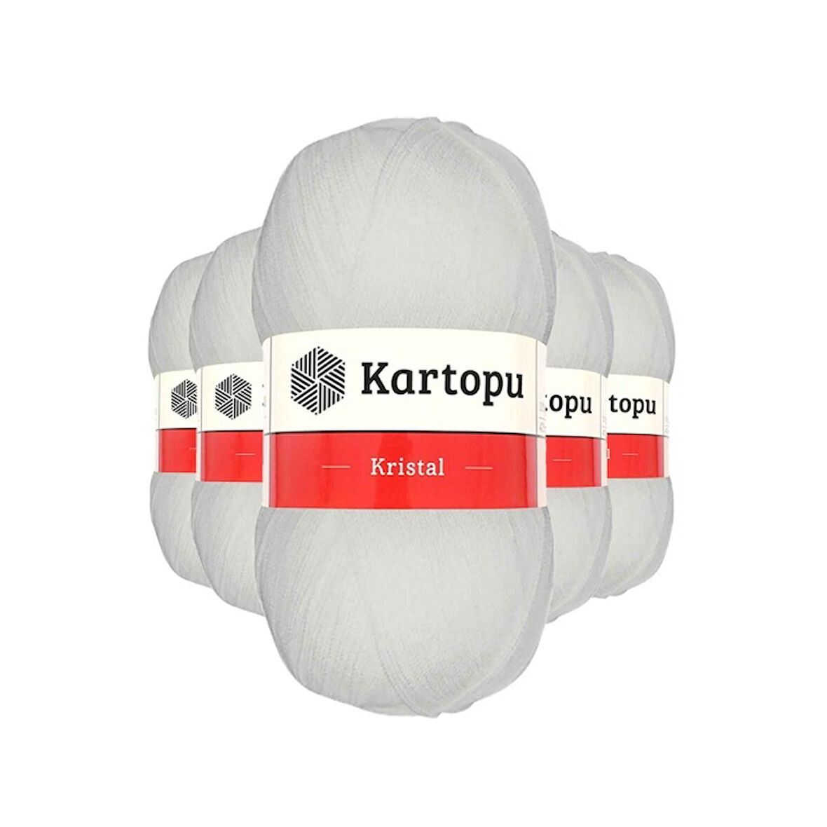 5 Adet Kristal Çift Katlı El Örgü Lif İpi Beyaz K010