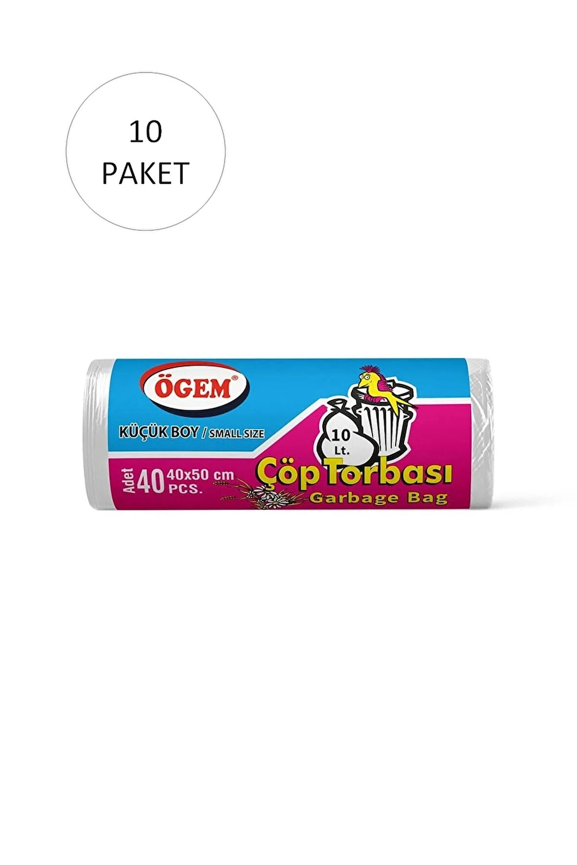 Küçük Boy Çöp Torbası 40 x 50 cm 40 Lı Rulo x 10 Paket = 400 Adet (Şeffaf)