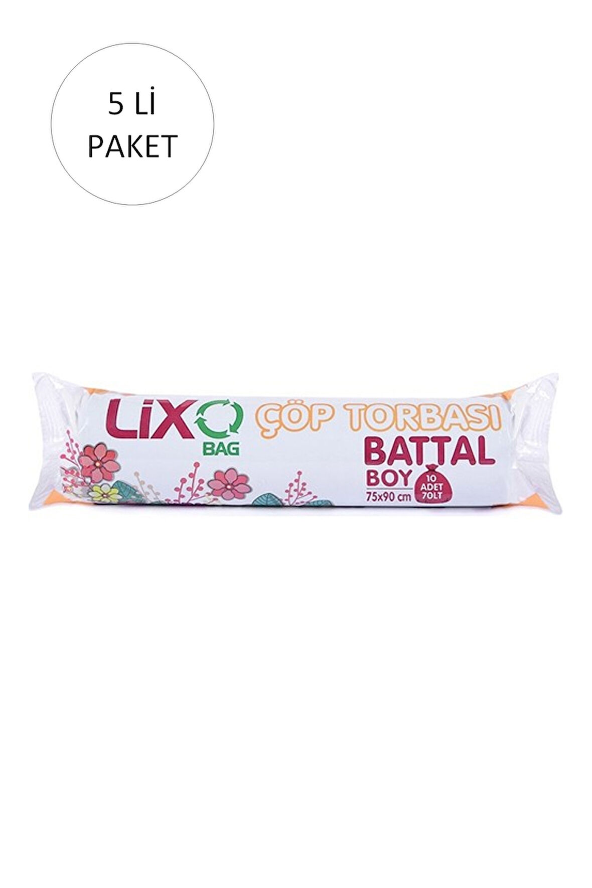Battal Boy Çöp Torbası 75 x 90 cm 10 Lu Rulo x 5 Paket = 50 Adet (Mavi)