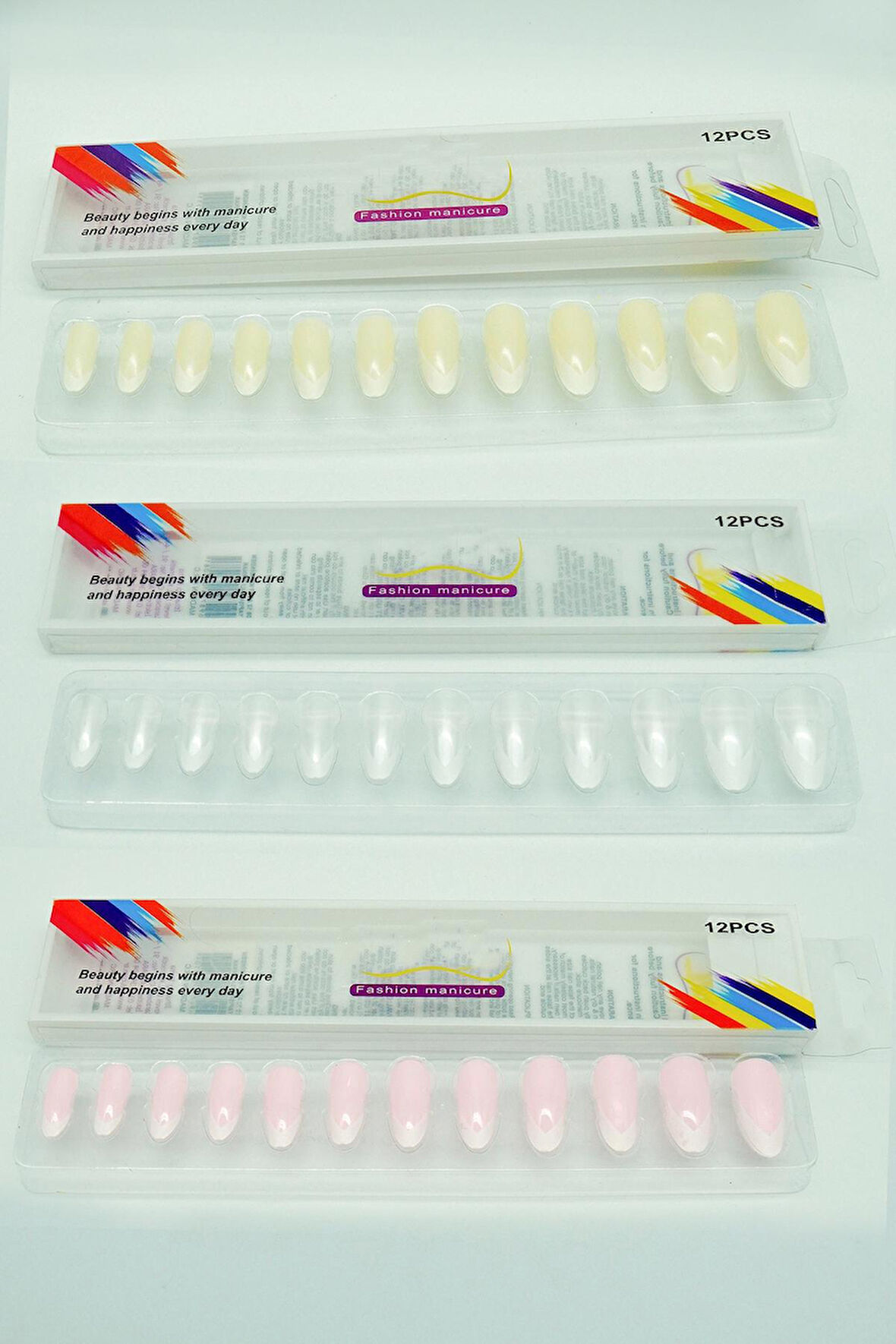 3 Renk Toplam 36 Adet Badem Tırnak Tak Ve Çık Kendinden Yapışkanlı Takma Tırnak