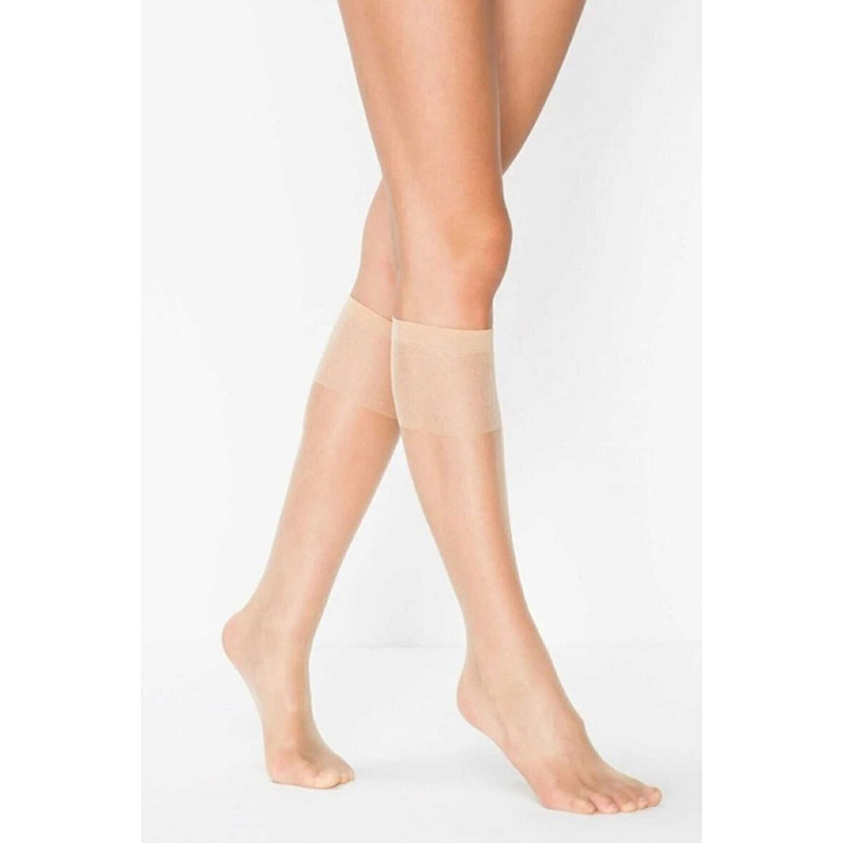 1 Adet Kadın Diz Altı Parlak Fit 15 Denye Çorap Açık Ten