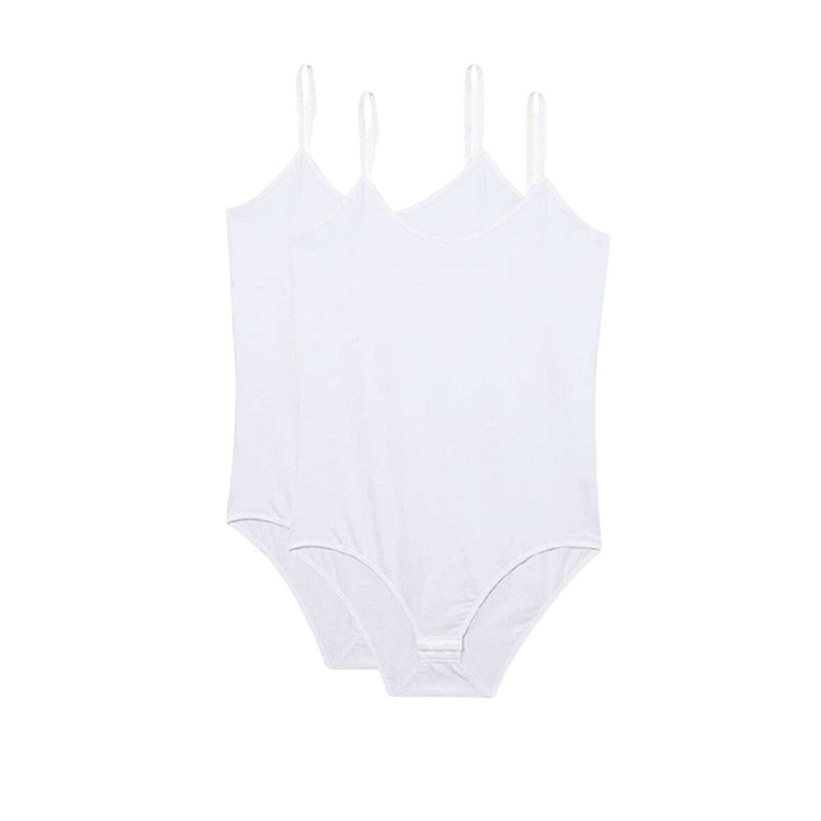 2 Adet İp Askılı Kadın Çıtçıtlı Body Beyaz