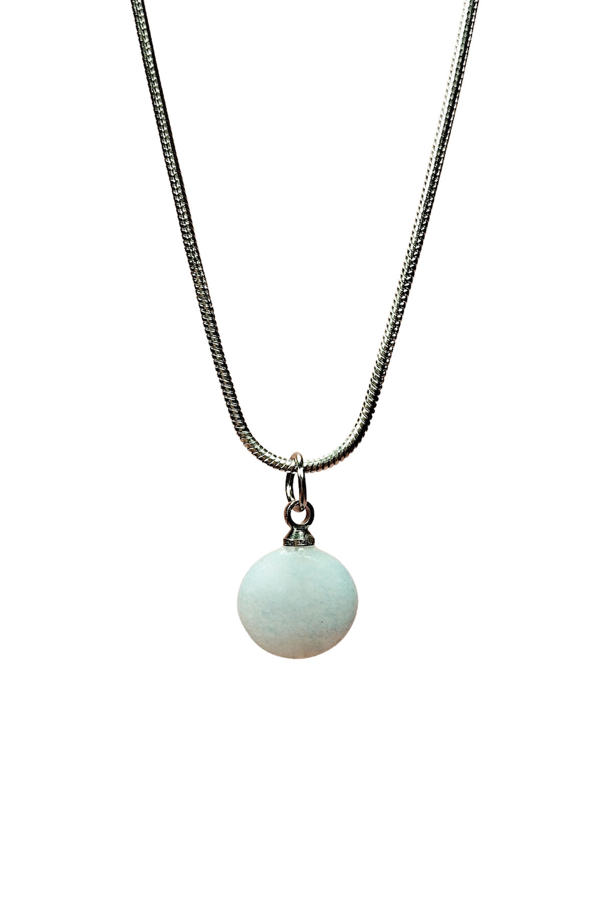 Kalsedon Doğal Taşı Zincirli El Yapımı Kolye Uç: 1,5 cm Zincir: 20 cm Kutulu