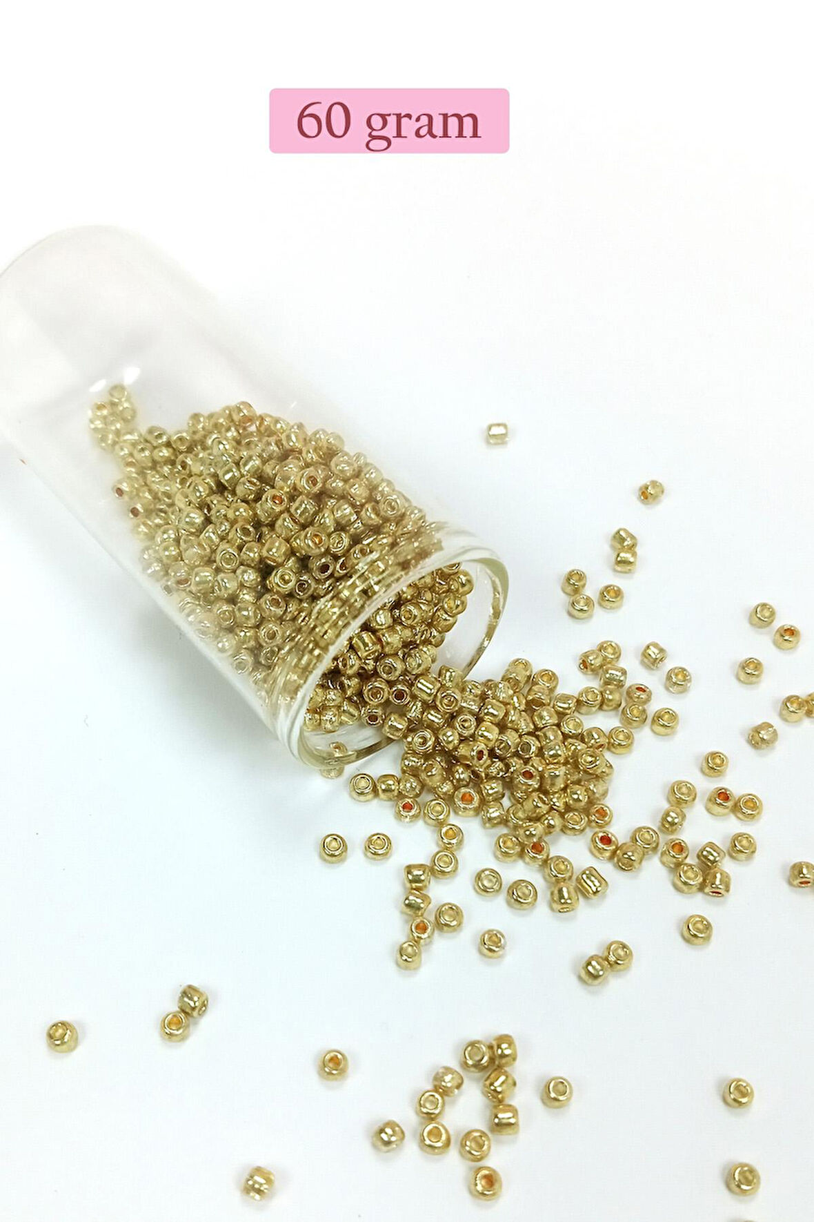 Dökme Cam Kum Boncuk (8/0) 3 mm - 60 Gram - Altın Rengi - BNC185