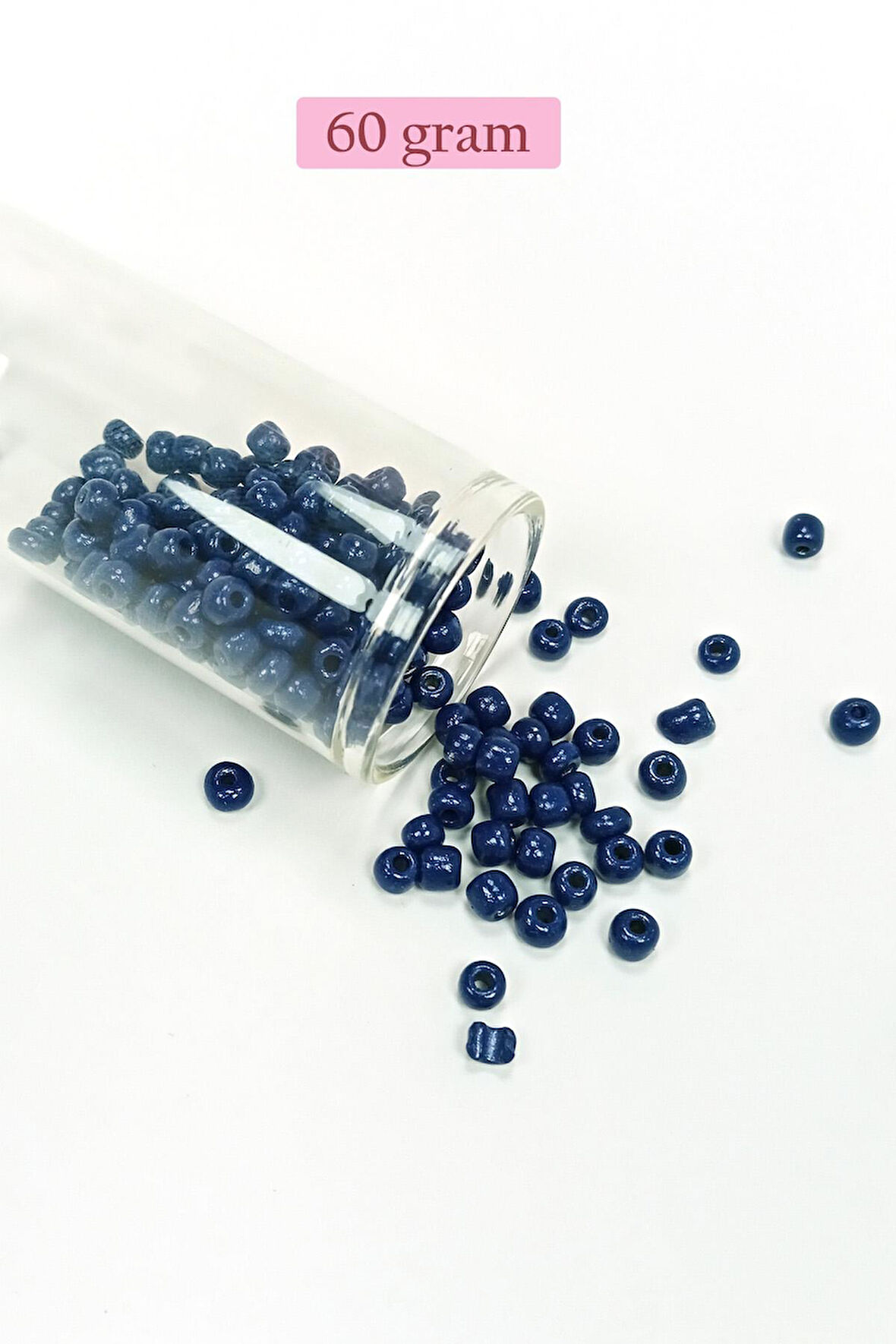 Dökme Cam Kum Boncuk Büyük Boy (6/0) 4 mm - 60 Gram - Lacivert - BNC134