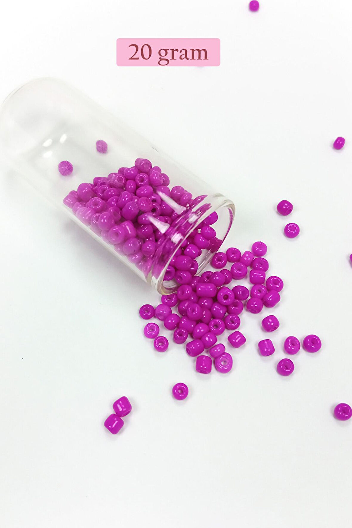 Dökme Cam Kum Boncuk Büyük Boy (6/0) 4 mm - 20 Gram - Fuşya - BNC99
