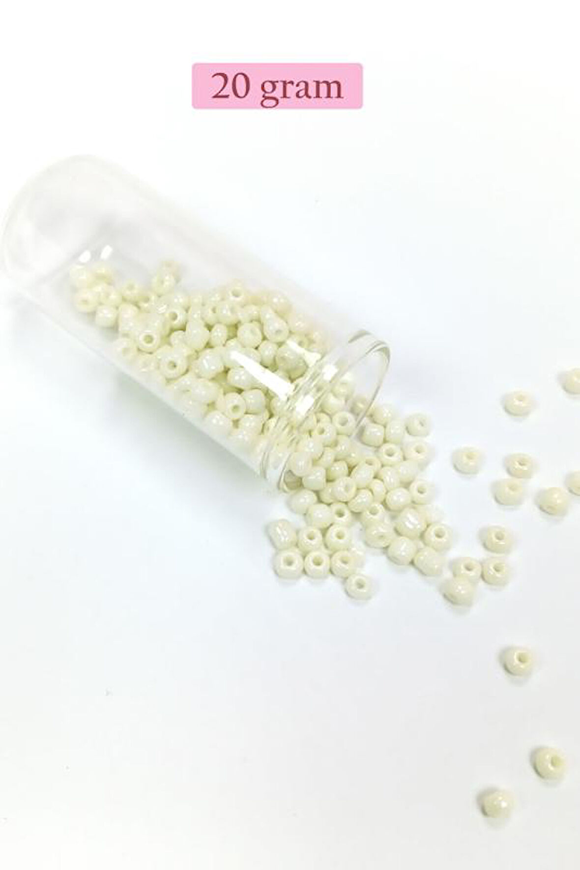 Dökme Cam Kum Boncuk Büyük Boy (6/0) 4 mm - 20 Gram - Krem - BNC71