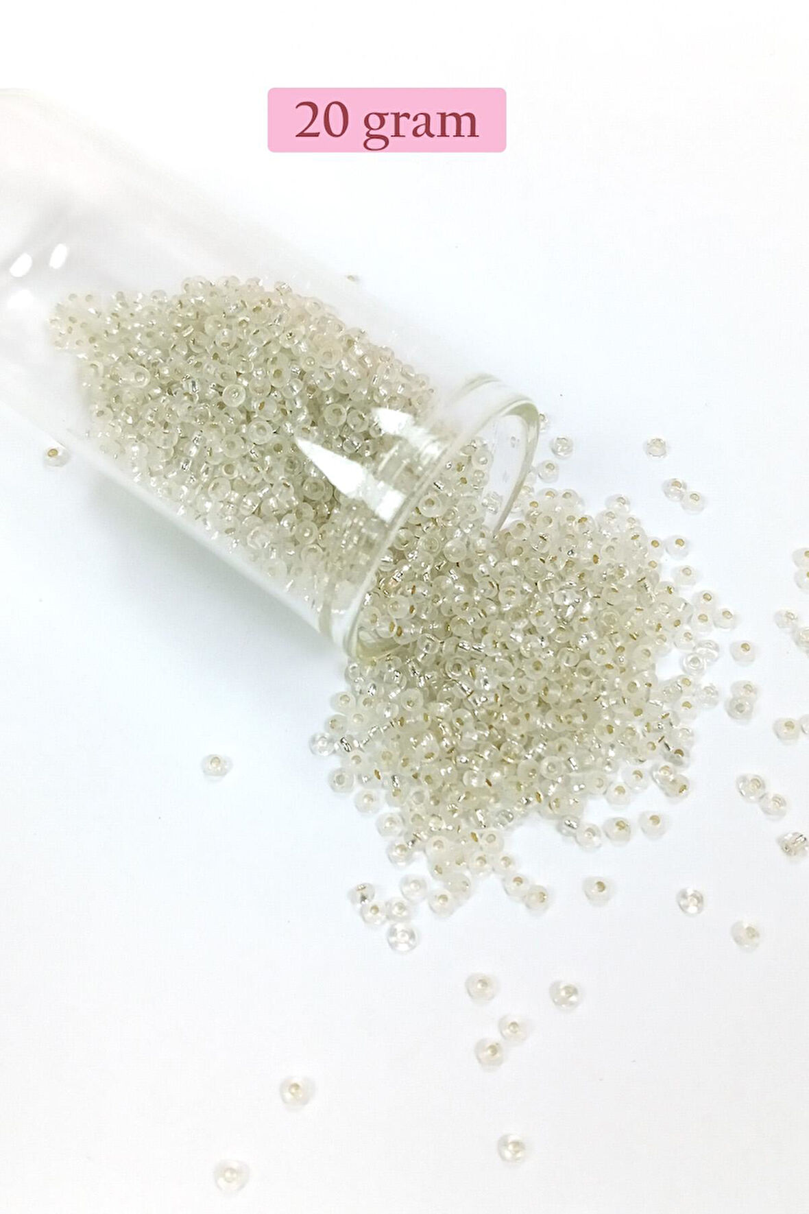 Dökme Cam Kum Boncuk (11/0) 2 mm - 20 Gram - Şeffaf - BNC034