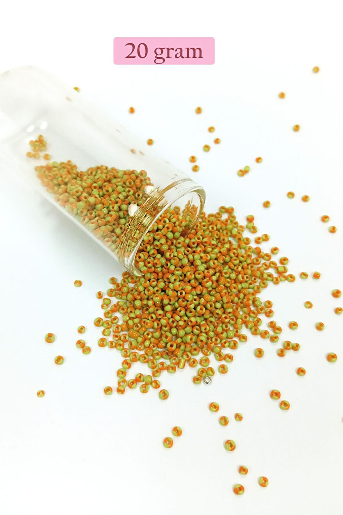 Dökme Cam Kum Boncuk (11/0) 2 mm - 20 Gram - Sarı Turuncu - BNC031