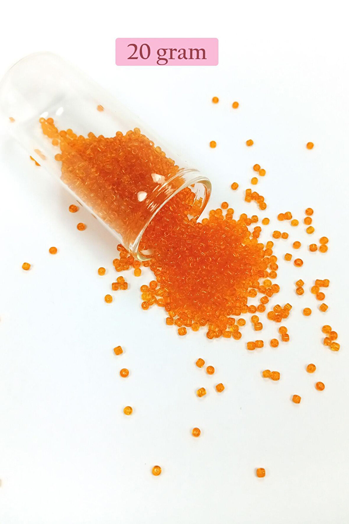 Dökme Cam Kum Boncuk (11/0) 2 mm - 20 Gram - Şeffaf Turuncu - BNC016