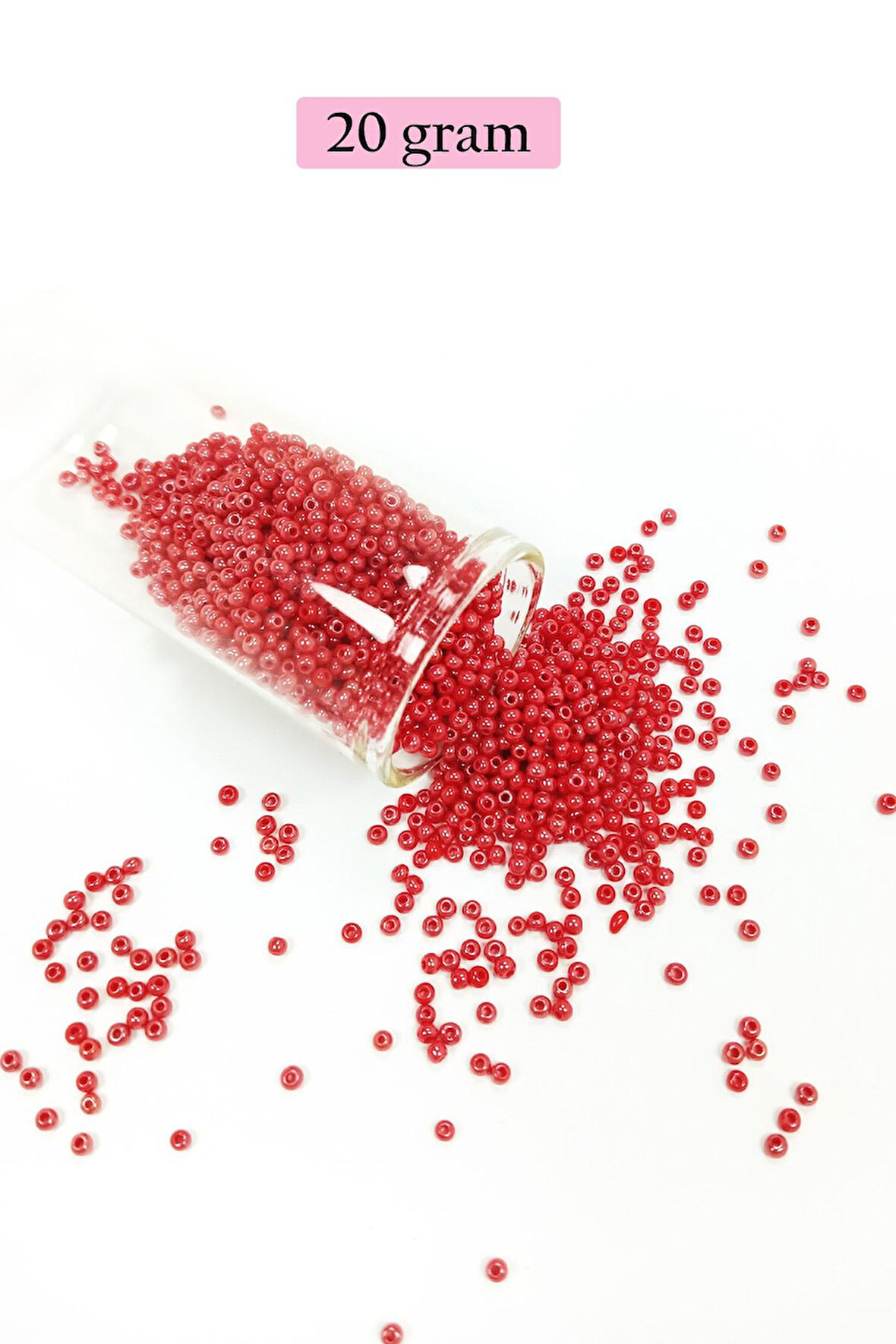 Dökme Cam Kum Boncuk (11/0) 2 mm - 20 Gram - Kırmızı - BNC004