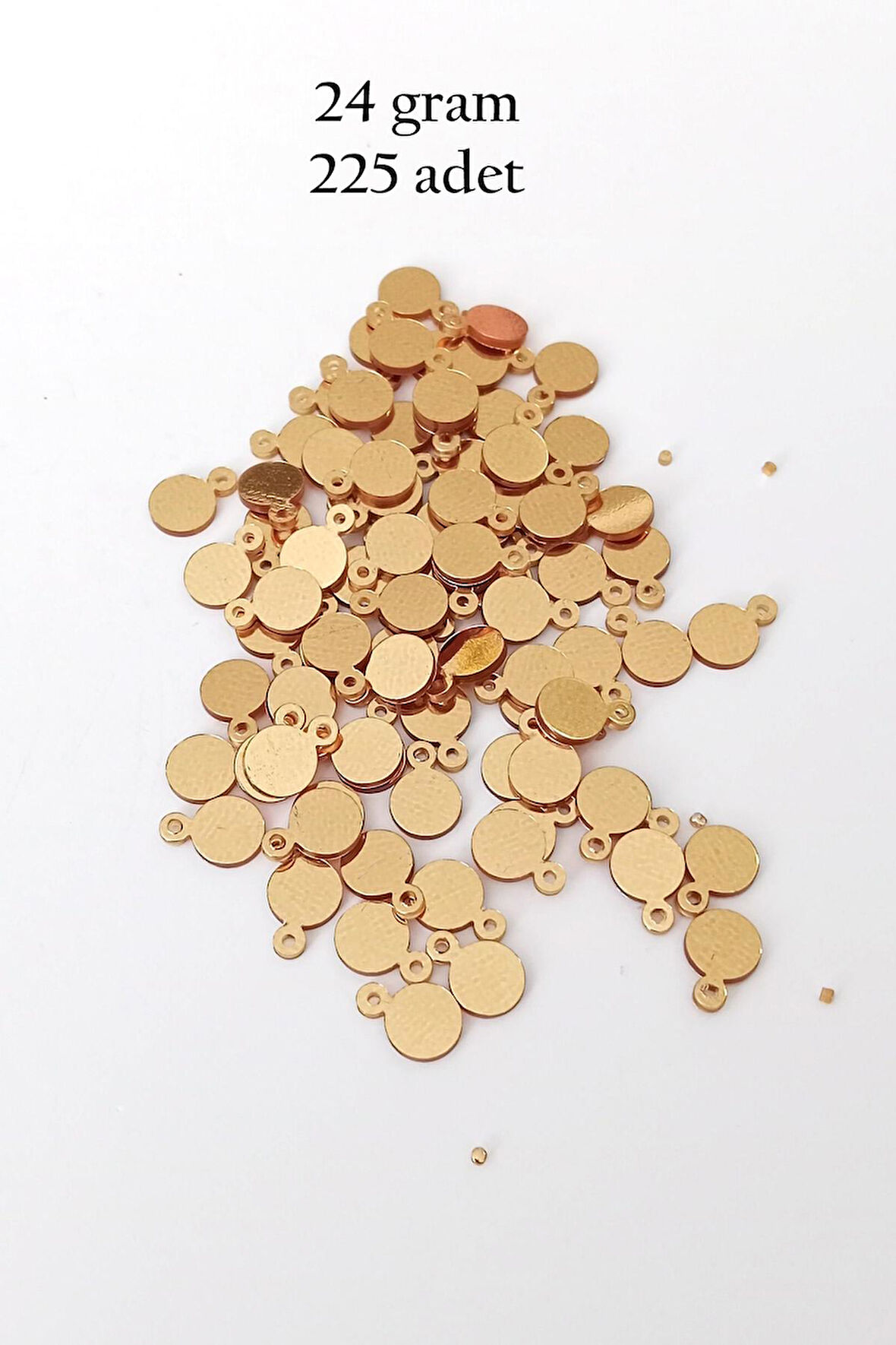 Oya Abiye Bileklik Kolye Pleksi Metalik Plastik Pul Altın Renk 24 gram 225 adet - BNC553