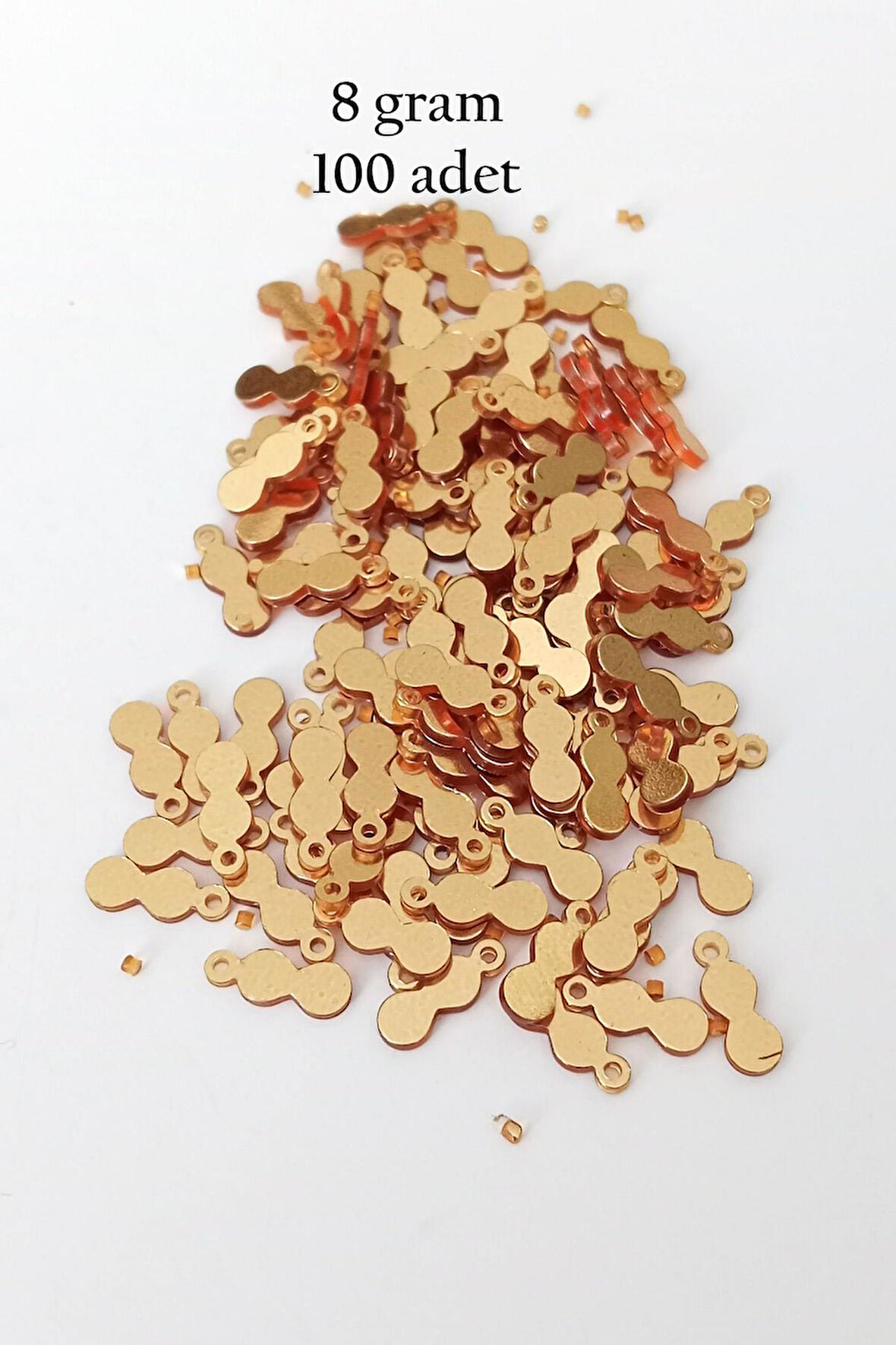 Oya Abiye Bileklik Kolye Pleksi Metalik Plastik Pul Altın Renk 8 gram 100 adet - BNC492