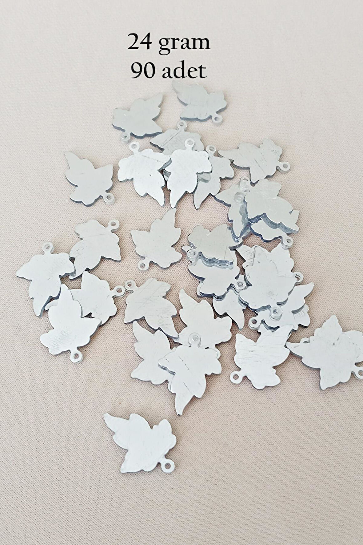 Oya Abiye Bileklik Kolye Pleksi Metalik Plastik Pul Gümüş Renk 24 gram 90 adet - BNC592