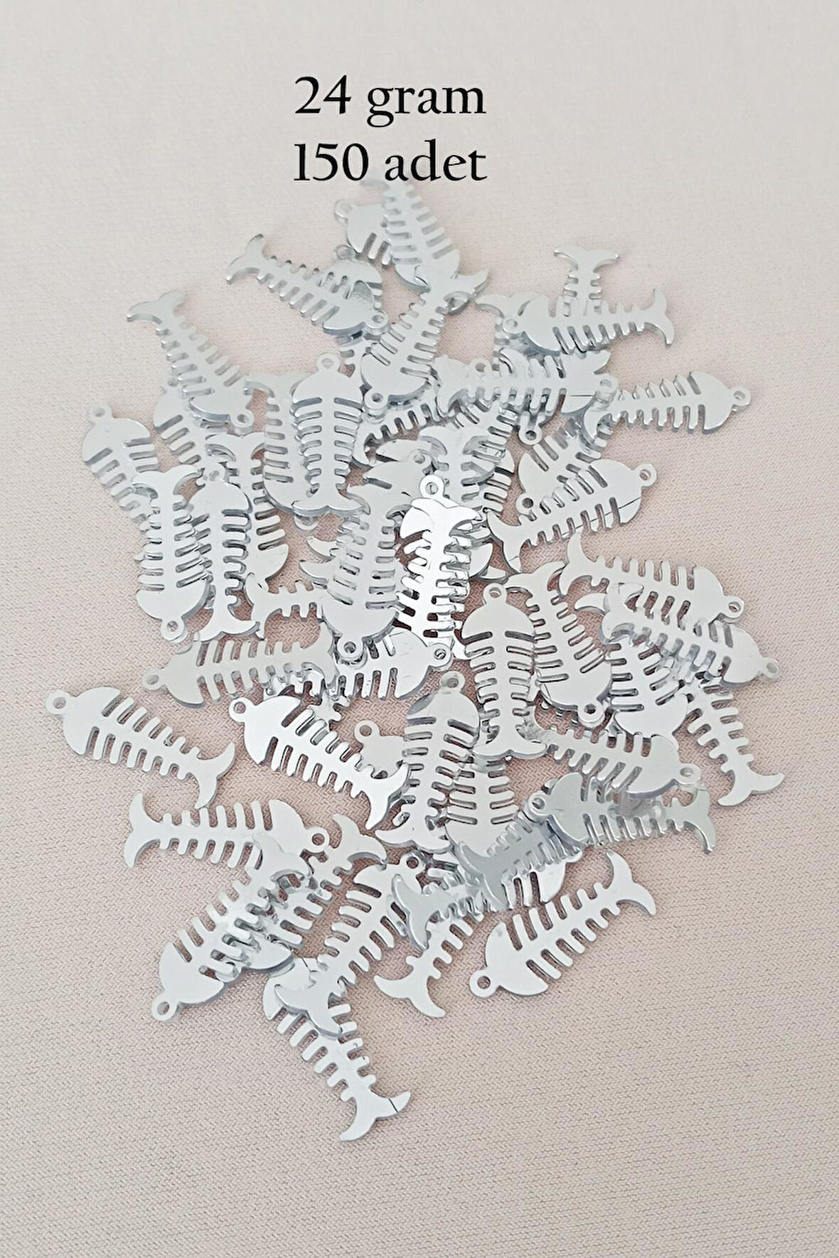 Oya Abiye Bileklik Kolye Pleksi Metalik Plastik Pul Gümüş Renk 24 gram 150 adet - BNC589